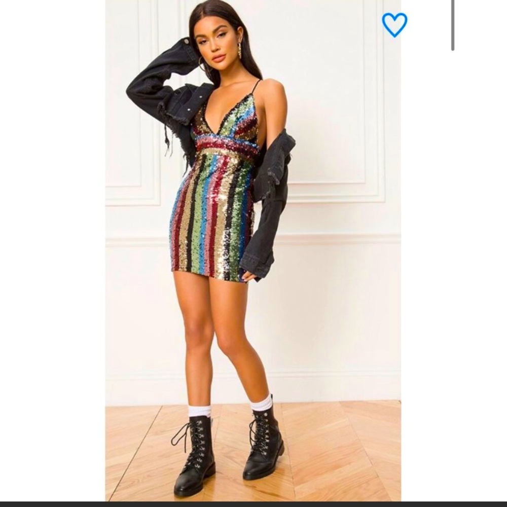 By The Way Rainbow Sequin Dress NWOT